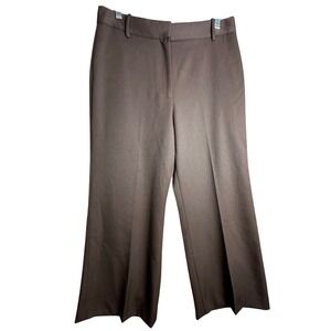 Nili Lotan Corette Virgin Wool Trouser Pants Brown Sz 10 USA Made Wide Leg $750